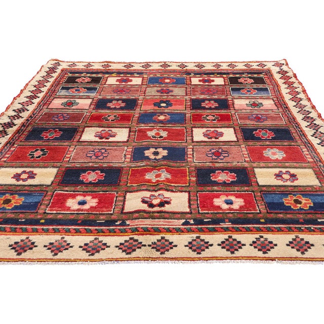 Mid-Century Modern Vintage Persian Lori Checkerboard Rug - 05'03 X 07'06 For Sale - Image 3 of 9