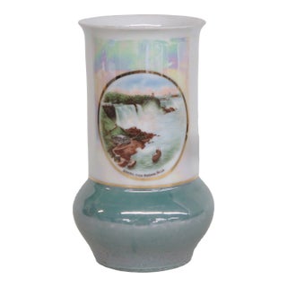 German Lusterware Niagara Falls Decal Bud Vase Ceramic Iridescent Finish 5045b For Sale
