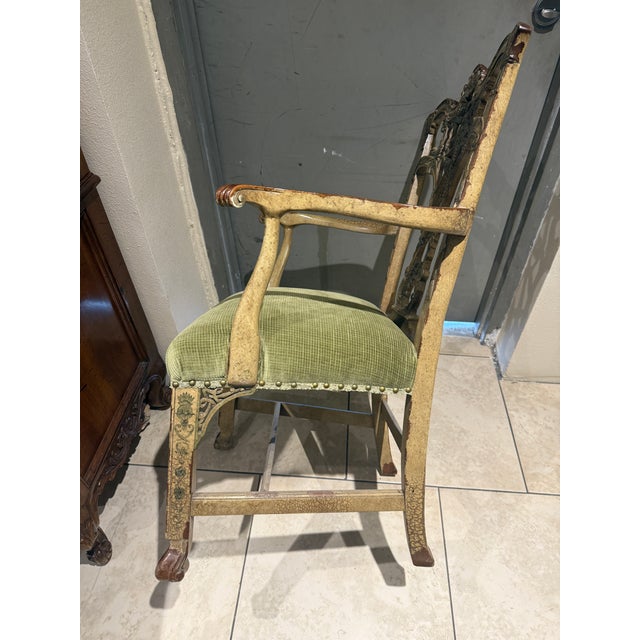 Chinese Chippendale Arm Chair Hand Painted For Sale - Image 18 of 18