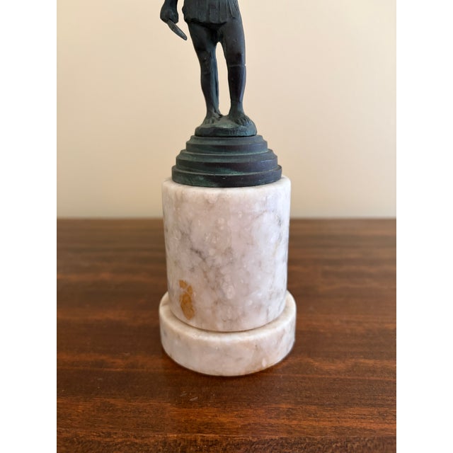 English Grand Tour Style Classical Figure in Brass on Marble Base, Neoclassical Sculpture For Sale - Image 3 of 9