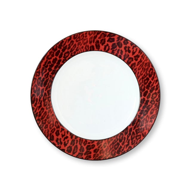Neiman Marcus Red Leopard Dessert Plates, Set of 12 For Sale - Image 4 of 4
