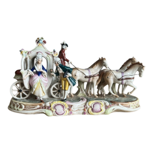 Antique Grafenthal Porcelain Couple and Horse and Carriage Figurine
