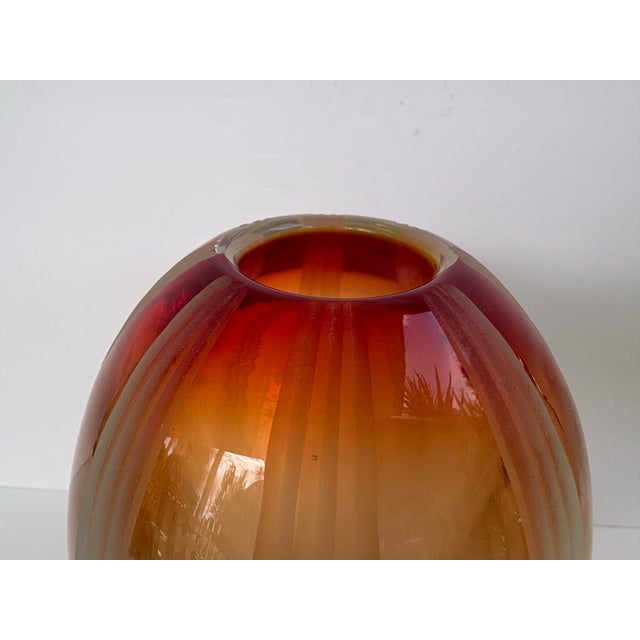 Transparent Evolution by Waterford “Mesa Sunrise” Red Amber Art Glass Vase, Poland For Sale - Image 8 of 10