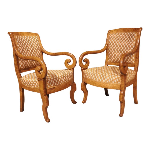 Pair of Antique French Elmwood Louis Philippe Armchairs, Circa 1840 For Sale