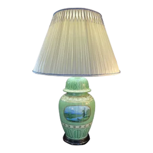 Ceramic Table Lamp, Pleated Silk Shade