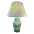 Hand-Painted Ceramic Table Lamp, Silk Pleated Shade For Sale