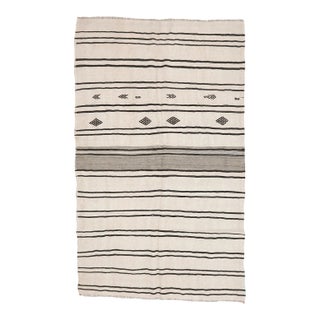 Mid 20th Century Striped Vintage Hemp Kilim Rug For Sale