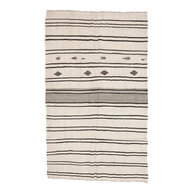 Mid 20th Century Striped Vintage Hemp Kilim Rug For Sale
