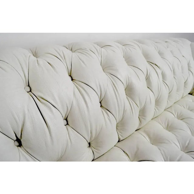 Chesterfield Sofa in White Vinyl Upholstery For Sale In New York - Image 6 of 10