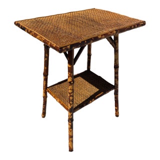 19th Century English Tortoise Shell Bamboo Side Table For Sale