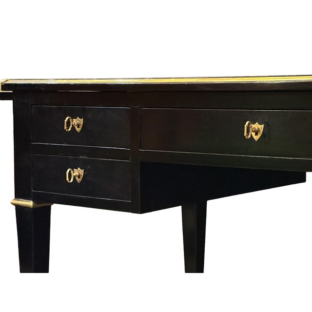 French Louis XVI Ebonized Writing Table or Desk With Embossed Leather Top For Sale - Image 13 of 13