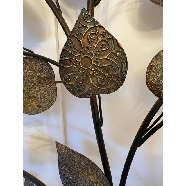Vintage Deco Metal Leaf Textured Wall Decor For Sale In Boise - Image 6 of 11