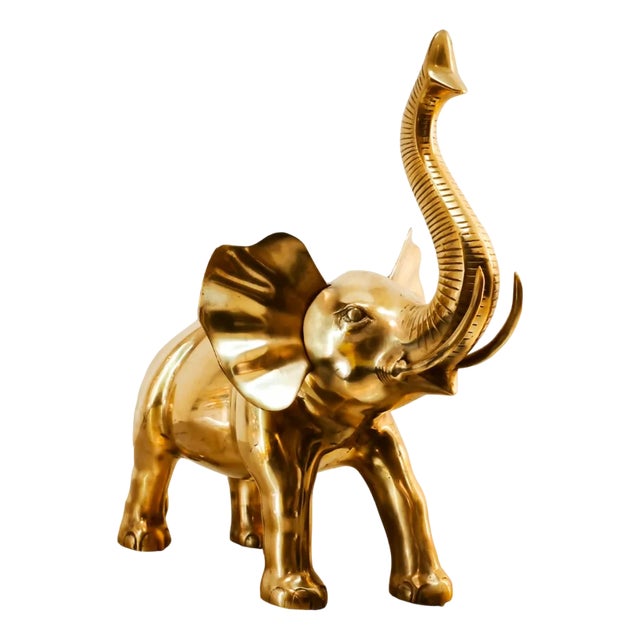 Vintage Gold Brass Elephant For Sale