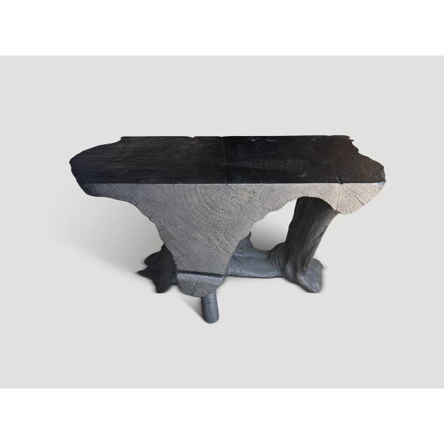 Contemporary Andrianna Shamaris Mahogany Wood Sculptural Charred Console Table For Sale - Image 3 of 6