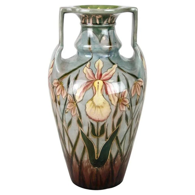 Art Nouveau Majolica Vase by Gerbing & Stephan, Bohemia, 1910s For Sale - Image 13 of 13
