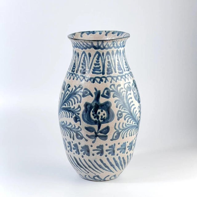 Mid-Century Spanish Hand-Painted Ceramic Fajalauza Pottery Vase, Granada, 1950s For Sale - Image 6 of 6