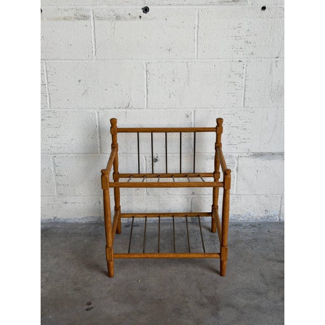 Oak Shoe Rack With Metal Spindles Danish Mid-Century Modern 1970s For Sale In Los Angeles - Image 6 of 9