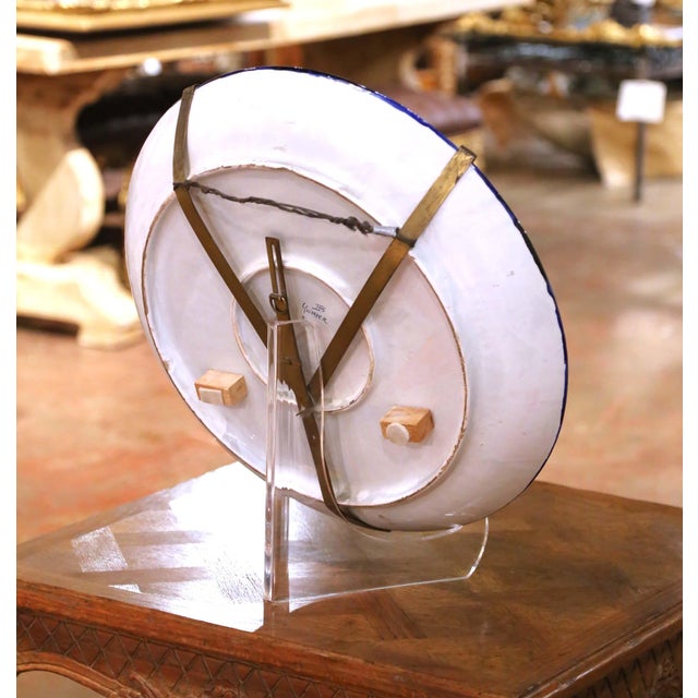 19th Century French Hb Quimper Faience Decorative Wall Platter or Serving Tray For Sale - Image 9 of 11