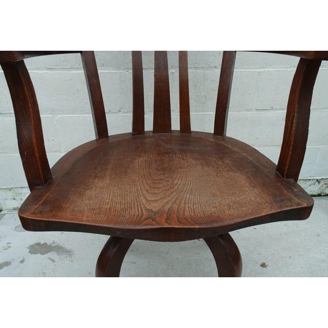 Antique Art Nouveau Swivel Chair in Oak, 1890s For Sale - Image 3 of 17