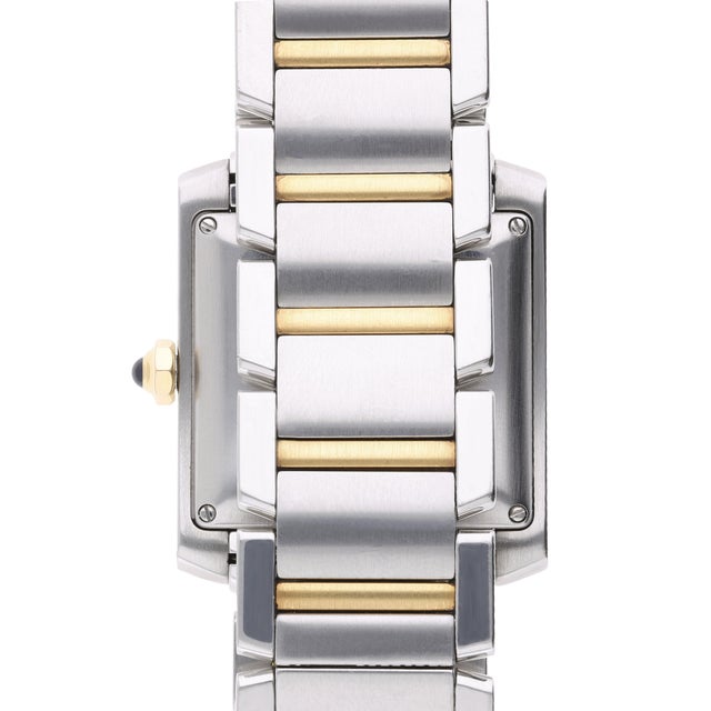 Silver Cartier Tank Francaise Large 28mm Two Tone Automatic Date Watch For Sale - Image 8 of 10