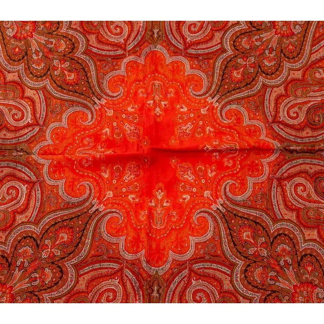Paisley Woven Wool Shawl, 19th century, in red, blue and green. 67" L x 63.5" W. Provenance: From an 880 Fifth Avenue...