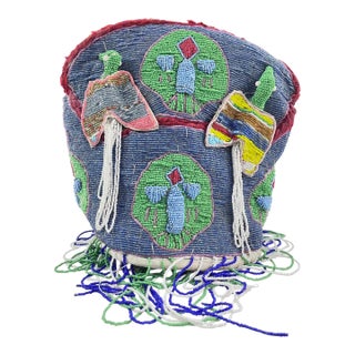 Early 20th Century Yoruba Beaded Crown Nigeria For Sale