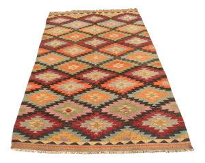 Geometric Design Handmade Kilim - 68.5" X 116"