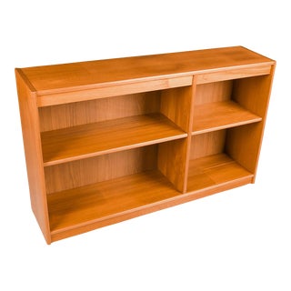 1960s Mid Century Danish Teak Low Compact Bookcase For Sale