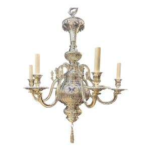 1900 Caldwell Silver Plated Chandelier 6 Lights