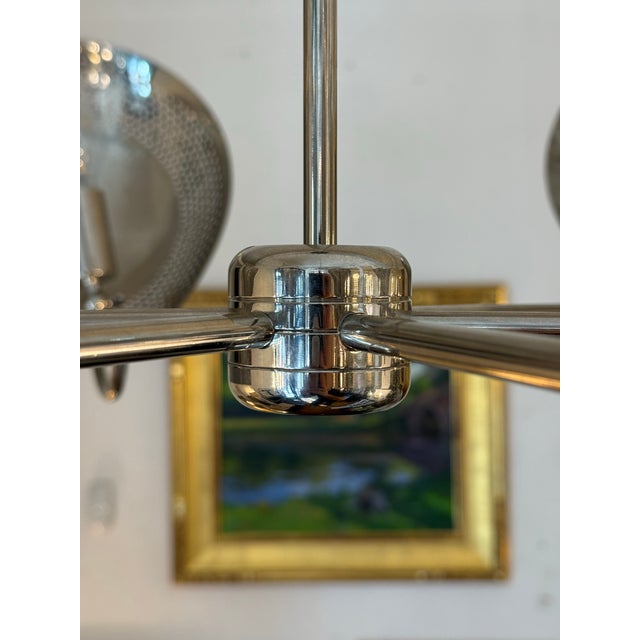 Silver NauticalMart Mid-Century Modern Perforated Sputnik Chandelier For Sale - Image 8 of 12