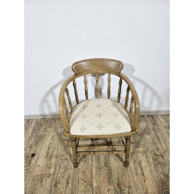Beige Antique Rustic Captain's Chair, 19th Century For Sale - Image 8 of 11