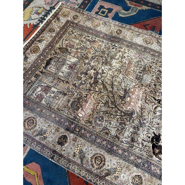 Turkish Vintage Sivas Silk Rug | Safavid-Inspired Design | Silk on Cotton | 5'6" X 8'6" For Sale - Image 3 of 7
