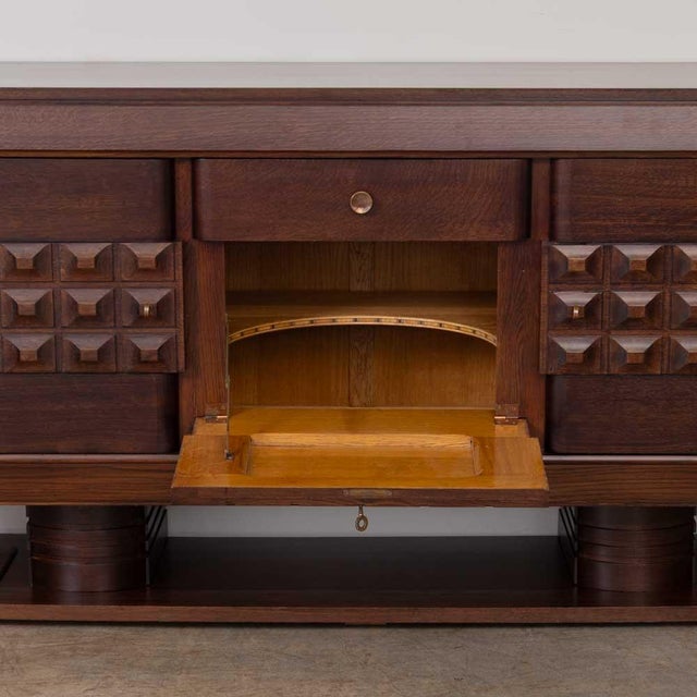 1940s French Carved Wood Sideboard by Charles Dudouyt, Attributed For Sale - Image 11 of 17