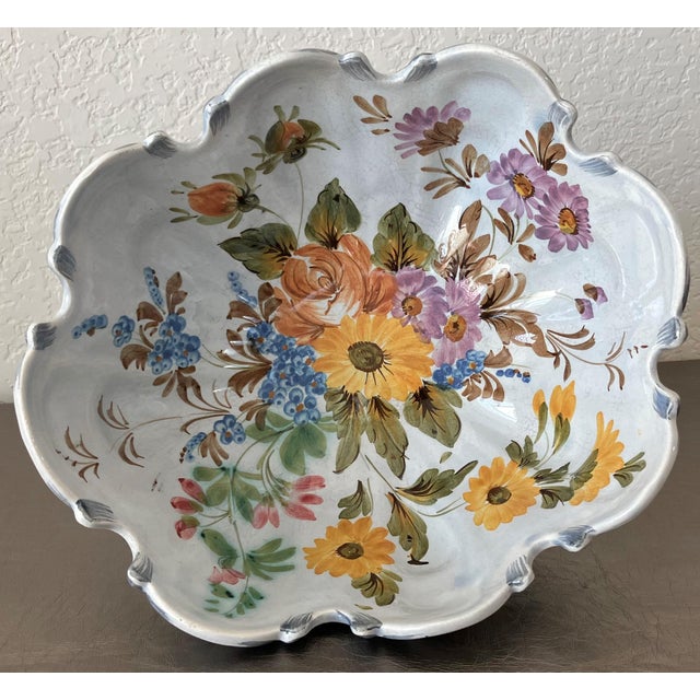 Mid 20th-Century Monteith-Style Earthenware Crenellated Rim Footed Compote For Sale - Image 10 of 18