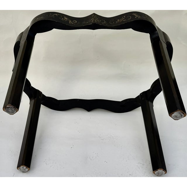 Hand-Painted Tray Table With Peacock & Garden Scene For Sale - Image 9 of 13