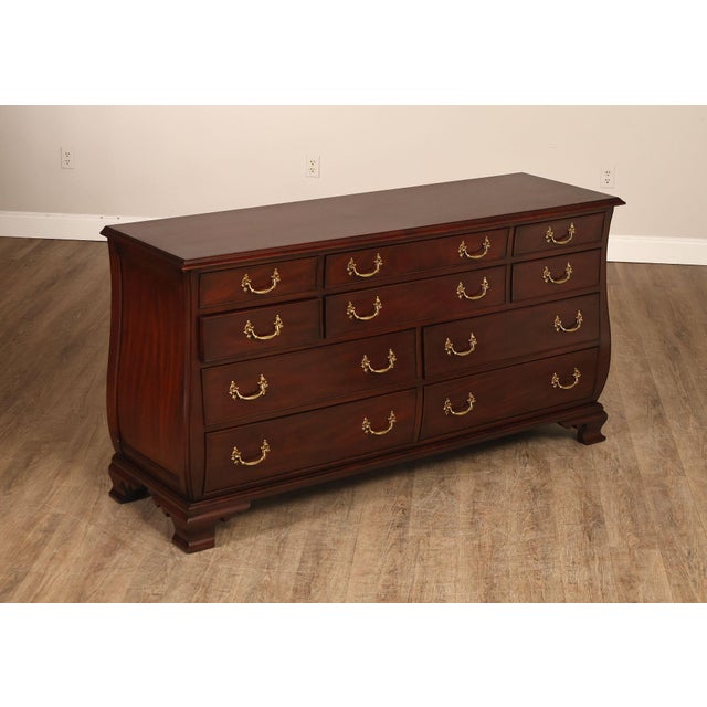 High Quality American Made Mahogany Bombe Triple Dresser Chest with Dovetailed Drawers, Including One with Jewelry Tray,...