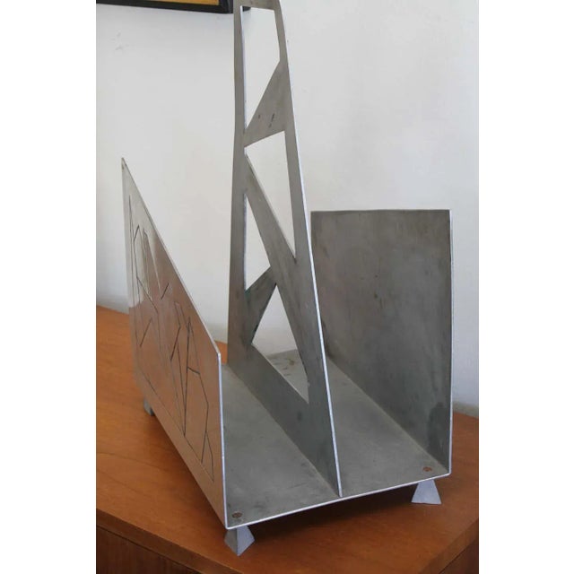 1960s Modern Aluminum Magazine / Log Holder Rack For Sale In Palm Springs - Image 6 of 11