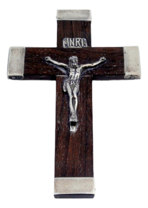 Wooden Crucifix with Christ and Silver Applications
