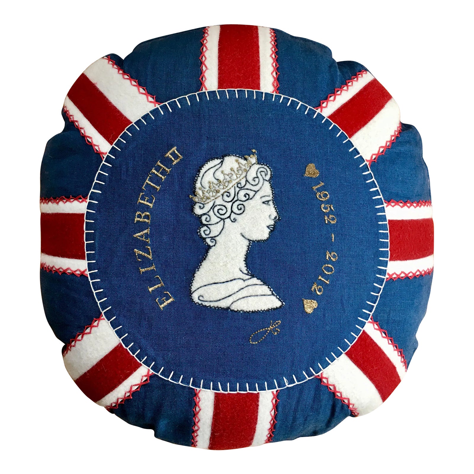 Jan Constantine Elizabeth II Diamond Jubilee Handcrafted Pillow Chairish