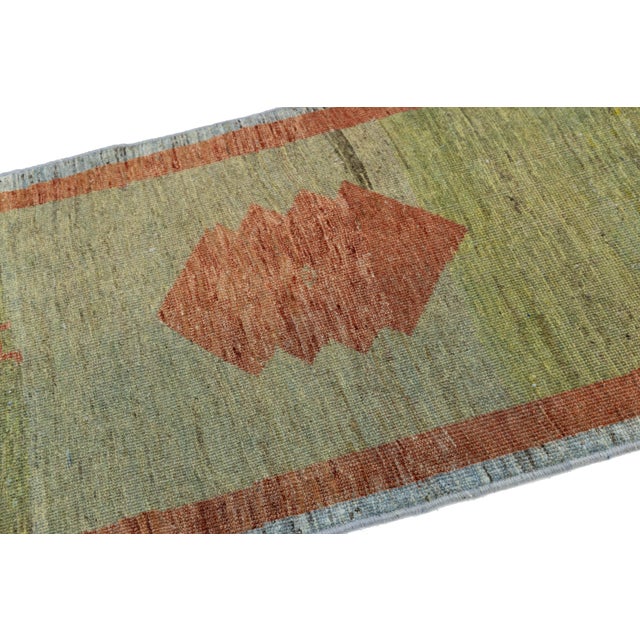 2010s Handmade Persian Gabbeh Runner - 100% Natural Wool Plush Pile - Tribal Design For Sale - Image 5 of 7