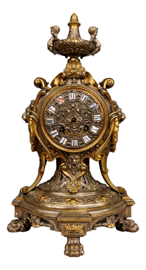 Antique Baroque Napoleon III Style Clock with Raised Decorative Motifs