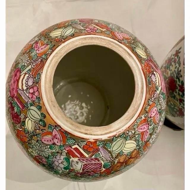 Mid 20th Century Vintage Large Chinoiserie Ginger Jars- A Pair For Sale - Image 10 of 11