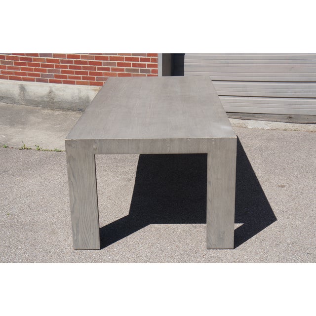 2010s Restoration Hardware Parsons Style Machinto Rectangular Grey Oak Dining Table For Sale - Image 5 of 12