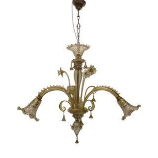 Vintage Amber Murano Glass Chandelier attributed to the A.V.E.M., 1930s For Sale