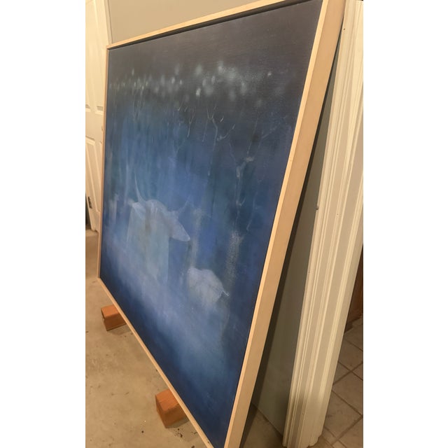 Contemporary 1990s Dt White " the Blue Bull" Oil on Canvas Painting For Sale - Image 3 of 5
