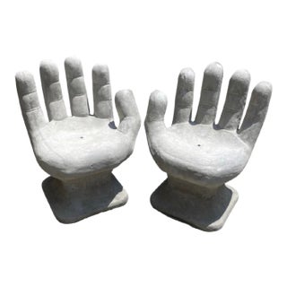 1970s Pair of Concrete Hand Chairs For Sale