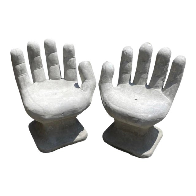 1970s Pair of Concrete Hand Chairs For Sale