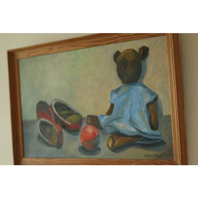 Modern M. Larsson, Still Life with Bear, 1960s, Oil on Panel, Framed For Sale - Image 3 of 10