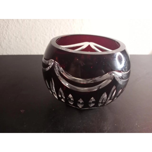 Glass 1980s Bohemia Czech Republic Cut to Clear Black Crystal Votive Holder For Sale - Image 7 of 8