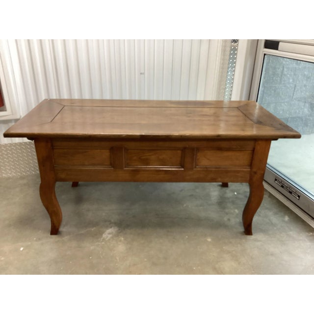 French Chestnut Farmhouse Coffee Table W/Storage For Sale - Image 9 of 10